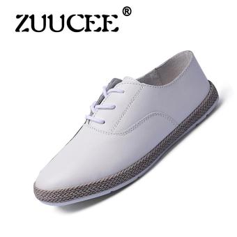 ZUUCEE 2017 spring and summer new leisure Le Fu shoes leather flat flat with flat shoes a pedal lazy shoes shoes?white?  