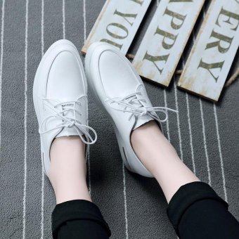 ZUUCEE Lace of small white shoes Matsushi shoes at the end of the thickening of women's shoes white shoes waterproof platform leisure(white) - intl  