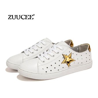 ZUUCEE Spring and summer new stars hollow female fashion breathable leather lace with small white shoes leisure?gold? - intl  