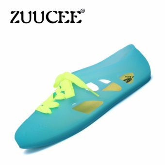 ZUUCEE Women's fashion Summer Sandals Plastic Jelly Flat Shoes Breathable Hollow Shoes (Blue) - intl  