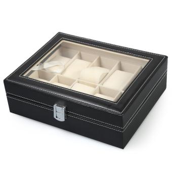 10 Grids PVC Leather Material Watch Case Transparent Cover Box - intl  