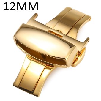 12mm Stainless Steel Butterfly Buckle Double Push Automatic Polished Watch Band Clasp - intl  