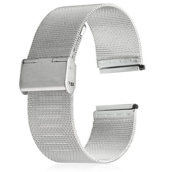 18 mm Stainless Steel Band penggantian tali pengikat jala gelang perhiasan untuk pria wanita (Perak)  