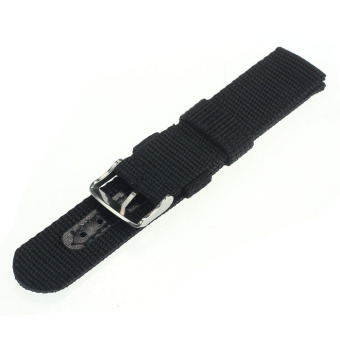 18mm Nylon Wrist Watch Band Strap For Watch Stainless Steel Buckle Black  