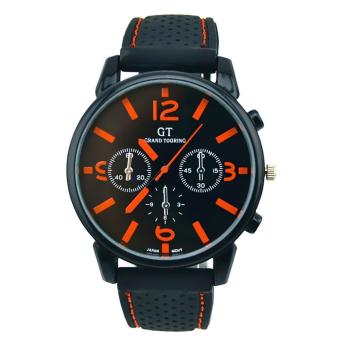 1PC Men Fashion Stainless Steel Sport Cool Quartz Hours Wrist Analog Watch Orange - intl  