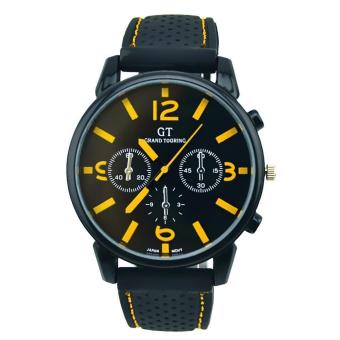 1PC Men Fashion Stainless Steel Sport Cool Quartz Hours Wrist Analog Watch Yellow - intl  