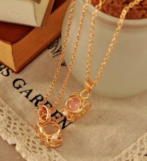 2016 New Fashion Fine Jewelry Gold plated Beads Opal Smile cute Kitty Cat Clavicle Chain