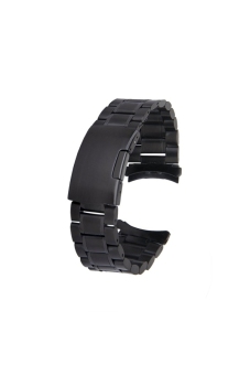 20mm Stainless Steel Solid Links Bracelet Watch Band Strap Curved End with 4pcs Watch Pins Spring Bars Black  