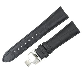 22mm Watch Band Strap Butterfly Pattern Deployant Clasp Buckle Bracelet Black Replacement Watch Band  