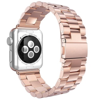 3 Points Stainless Steel Strap Watch Bands for Apple Watch iWatch Watchband Rose Gold 38mm Series 1 Series 2 - intl  