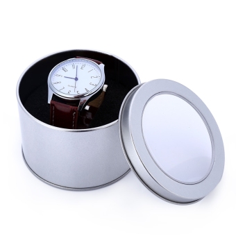 60×90mm Round Tinplate Watch Box With Transparent Lid - intl  