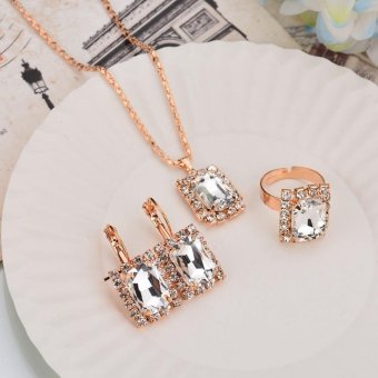 African Wedding Bridal Crystal Jewellery Necklace Earrings Ring Jewelry Set - intl  