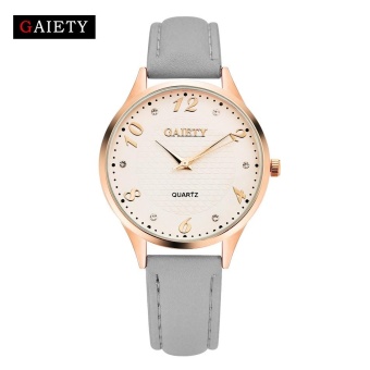AJKOY-GAIETY G021 Women Fashion Leather Band Analog Quartz Round Wrist Watch Watches Gray - intl  