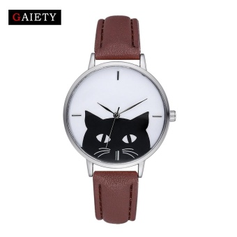 AJKOY-GAIETY G066 Women Fashion Leather Band Analog Quartz Round Wrist Watch Watches Brown - intl  