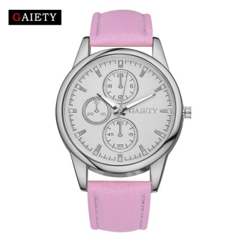 AJKOY-GAIETY G131 Women Fashion Leather Band Analog Quartz Round Wrist Watch Watches Pink - intl  
