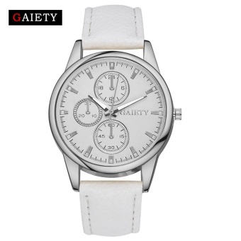 AJKOY-GAIETY G131 Women Fashion Leather Band Analog Quartz Round Wrist Watch Watches White - intl  