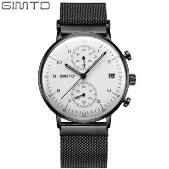 AJKOY-GIMTO Gm230 Male Watch Net with Five Needle Magnet Buckle Quartz Watch Black with White Face - intl  