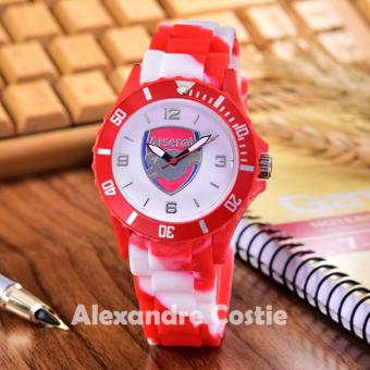 Alexandre Costie Jam Tangan Pria Body Red - White Dial Rubber Band - AC-RK-ARS-006C-RedWhite-Rubber Band  