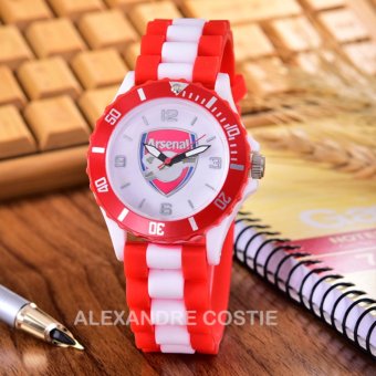 Alexandre Costie Jam Tangan Pria Body Red - White Dial Rubber Band - AC-RK-ARS-006F-RedWhite-Rubber Band  