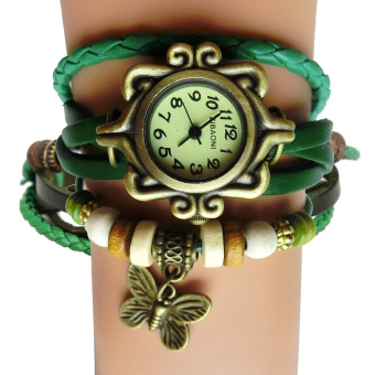 Amart Fashion Girl Retro Bracelet Quartz Wrist Watch Twisted Braid Strap(Green) - intl  