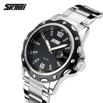 Best Sale Men's Causal Fashion Digital Waterproof Stainless Steel Strap Wrist Watches-Black(0992) - intl  