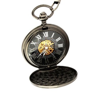 BESTDON Men's retro semi-automatic mechanical pocket watch (Black) - intl  