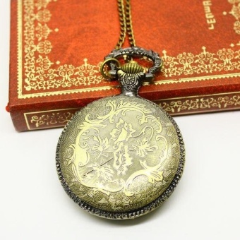 BESTDON New Arrival vine pocket watch for woman hot sale bronze big round face Bronze quartz for ladies (as pic) - intl  