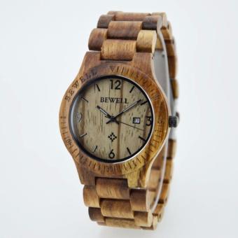 BEWELL ZS-W086B Fashion Vintage Men's Sandalwood Quartz Watch  