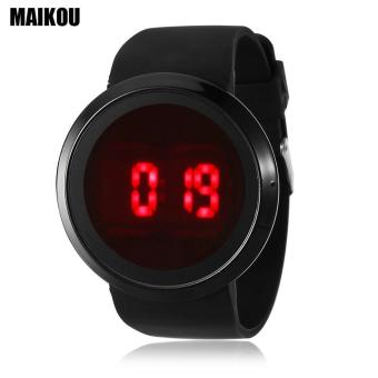 [BLACK] MAIKOU MK008 LED Digital Touch Watch Rubber Strap Wristwatch - intl  