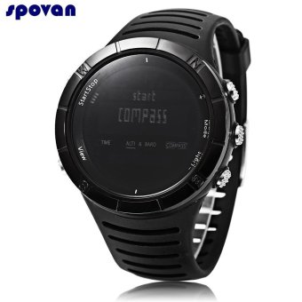 [BLACK] SPOVAN SPV806 Digital Outdoor Sports Watch Altimeter Compass Barometer Dual Time 5ATM Wristwatch - intl  