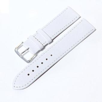Bluelans® Men Faux Leather Universal Watch Strap Soft Wristband 14 mm - White  