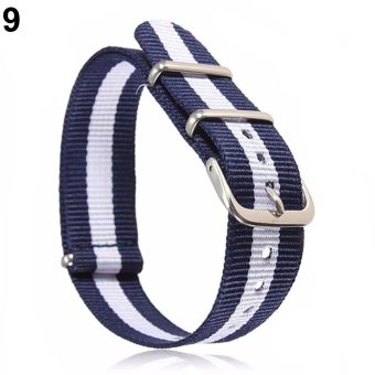 BODHI Adjustable Durable Nylon Wrist Watch Band Replacement 18mm (Navy_white_navy) - intl  