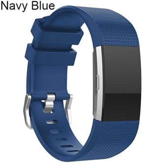BODHI Replacement Sport Silicone Buckle Wrist Band for Fitbit Charge 2 Bracelet S (Navy Blue) - intl  