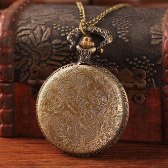 booby Best new year gift for ladies antique steampunk pocket watch bronze big glass butterfly with chain roman number retail dropship (as pic) - intl  