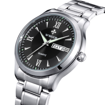 Brand WWOOR Men's Watch Auto Date Stainless Steel Luminous Dress Men Casual Watch (Black) - intl  