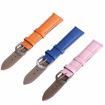 Buy 1 Get 3 Twinklenorth 14mm Blue Orange Pink Genuine Leather Watch Strap Band - intl  