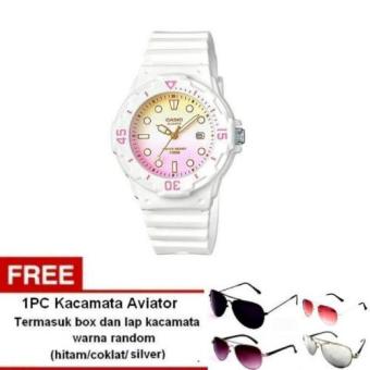 Casio Analog Watch LRW-200H-4E2VDF - Jam Tangan Wanita - Resin - putih+ 1pc kacamata aviator dengan warna random termasuk kotak kacamata dan lap kacamata  