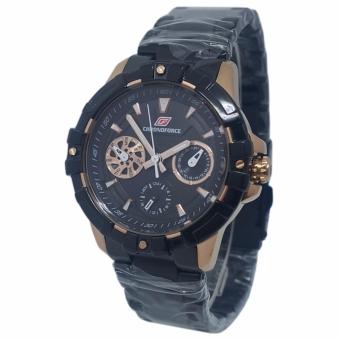 Chronoforce 172648 Analog Tali Rantai Jam Tangan Wanita - Hitam Rose Gold  