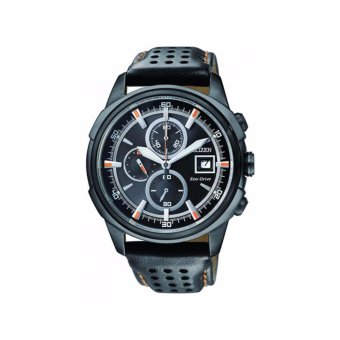 Citizen Men's Eco-Drive CA0375-00E Black Leather Quartz Watch with Black Dial - intl  