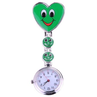 Cocotina Cute Smile Face Heart Shape Casual Clip-on Nurse Doctor Brooch Pendant Fob Pocket Quartz Watch(Green)  
