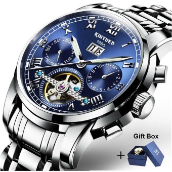 Coowalk Luxury Swiss Brand Watches Men Automatic Mechanical Watch Steel Bracelet Skeleton Flying Design - intl  
