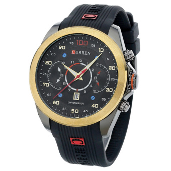 CURREN Date Waterproof Quartz Wrist Watch (Gold+Black)  