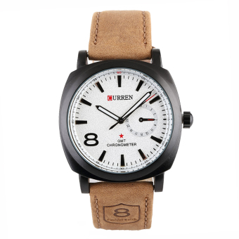 CURREN Men's Leather Strap Wrist Army Style Watch (White)  