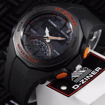 D-ziner Jam Tangan Sport Dual Time DZ8175 - Black Orange  