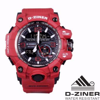 D-ziner Jam Tangan Sport Olahraga Dual Time DZ-8119 - Red  