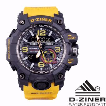 D-ziner Jam Tangan Sport Olahraga Dual Time DZ-8119 - Yellow  