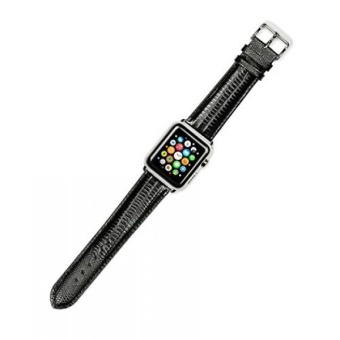 Debeer Replacement Watch Strap - Teju Lizard Grain - Black - Fits 38mm Apple Watch [Silver Adapters] - intl  