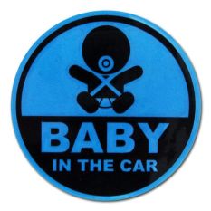 Decal Sticker Stiker Mobil Baby in the Car 1 Bulat Scotchlite (biru)