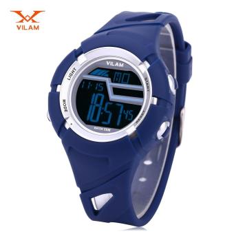 [DEEP BLUE] VILAM 08011 Digital Sports Watch LED Light Date Day Chronograph Display 5ATM Wristwatch - intl  