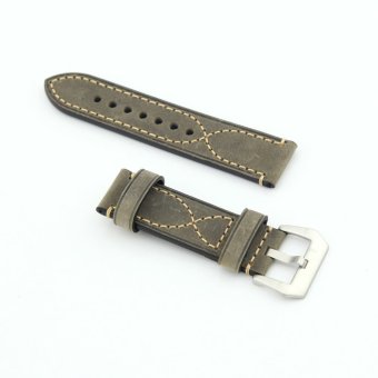 Delicate "S" Stitching Leather Replacement Watch Band Strap Belt 22mm For Man or Woman (Gray)  